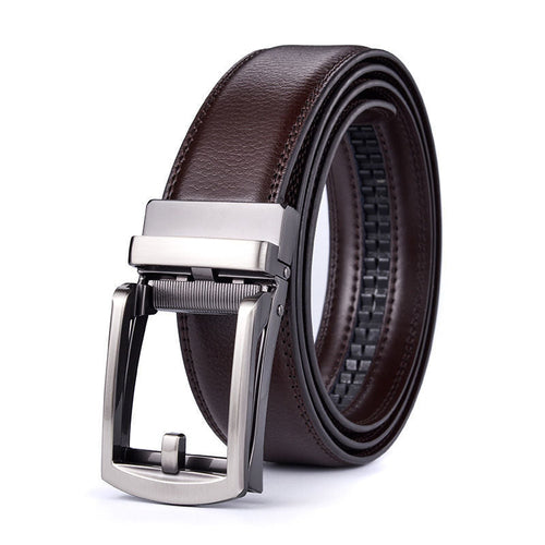 Men's Genuine Leather Belt with Automatic Buckle, Second-Layer