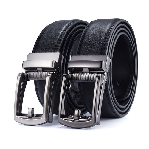 Men's Genuine Leather Belt with Automatic Buckle, Second-Layer