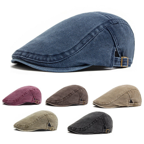 Vintage Washed Hat for Men, Forward-Berets, Cotton Casual Versatile