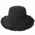 Wide Brim Frayed Bucket Hat for Summer – Lightweight Cotton Sun Hat